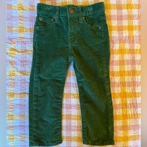 J.Crew Crewcuts Slim Hunter Green Corduroy Pants Toddler Boy Size 2